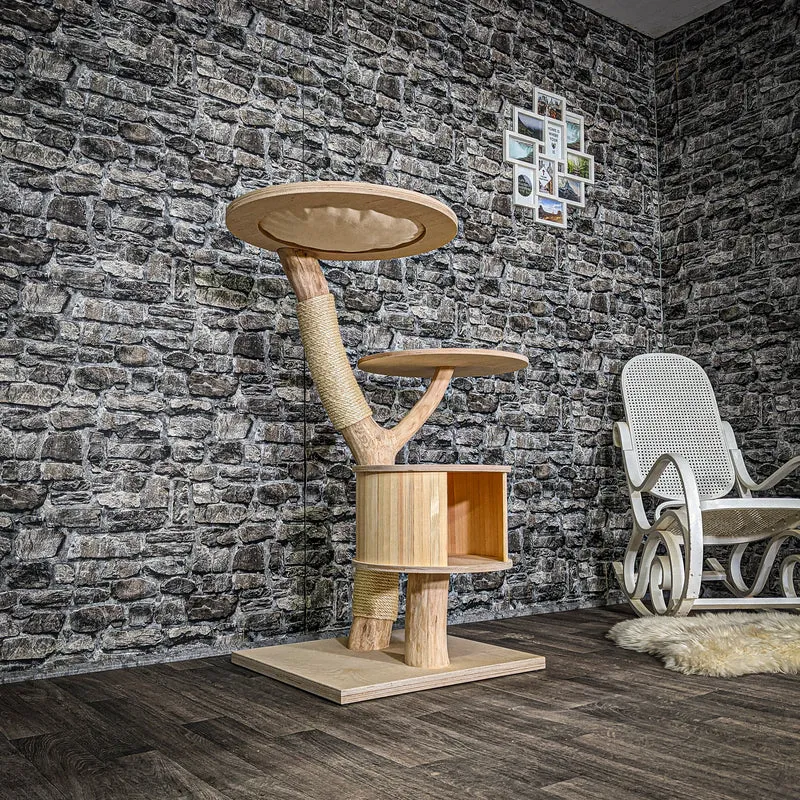 Naturkratzbaum 3553 Kratzbaum Natur Holz Design 114 cm hoch Katzenbaum