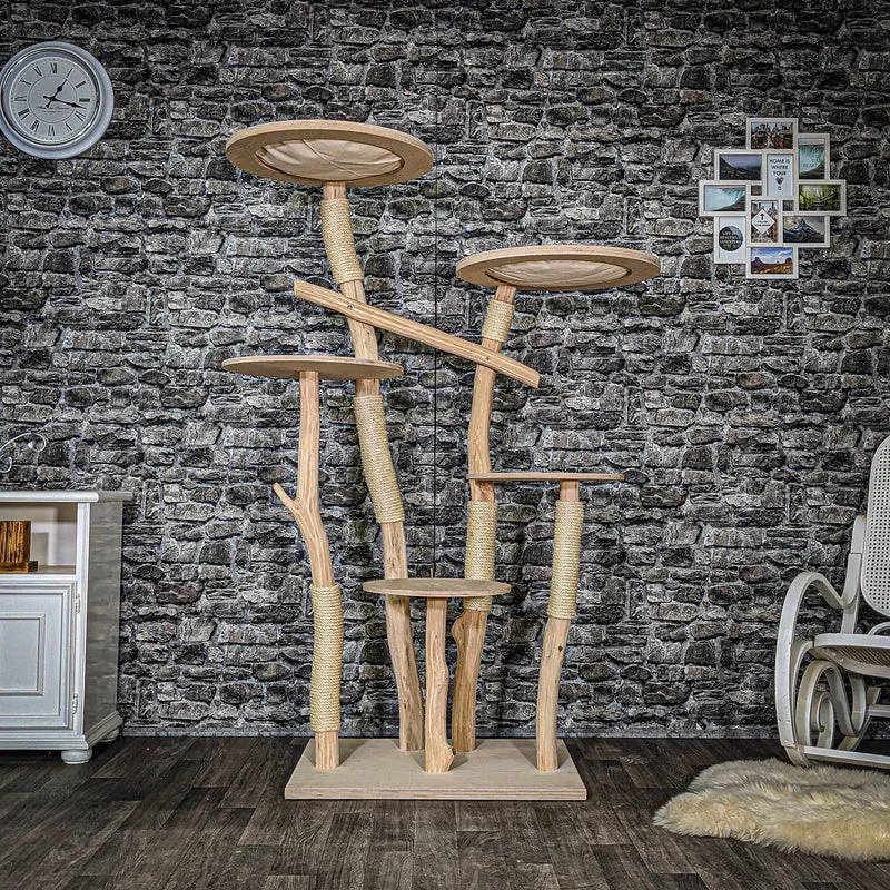 Naturkratzbaum 3551 Kratzbaum Natur Holz Design 175 cm hoch Katzenbaum