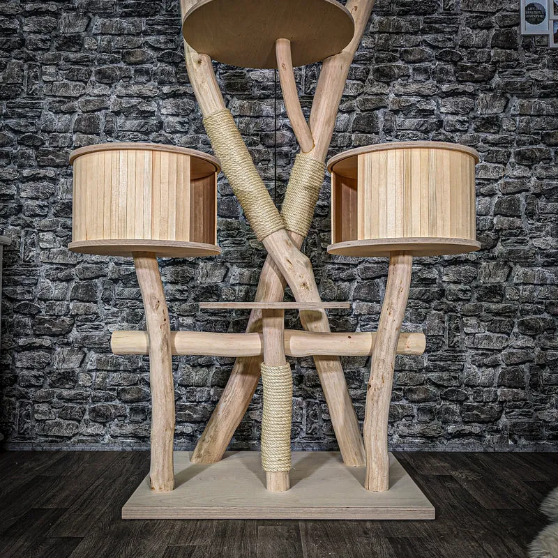 Naturkratzbaum 3550 Kratzbaum Natur Holz Design 180 cm hoch Katzenbaum