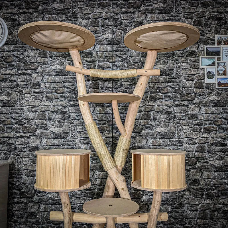 Naturkratzbaum 3550 Kratzbaum Natur Holz Design 180 cm hoch Katzenbaum