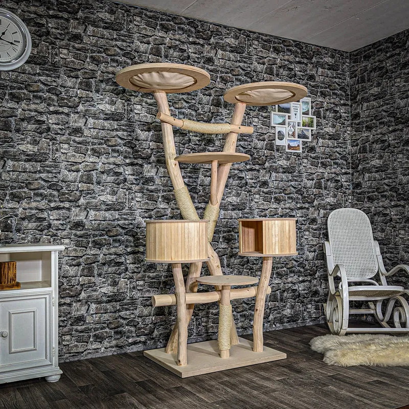 Naturkratzbaum 3550 Kratzbaum Natur Holz Design 180 cm hoch Katzenbaum