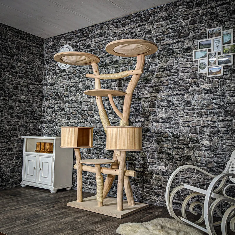 Naturkratzbaum 3550 Kratzbaum Natur Holz Design 180 cm hoch Katzenbaum