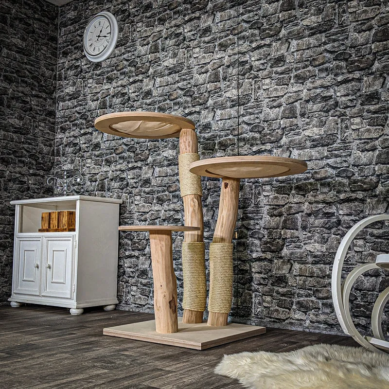 Naturkratzbaum 3549 Kratzbaum Natur Holz Design 115 cm hoch Katzenbaum