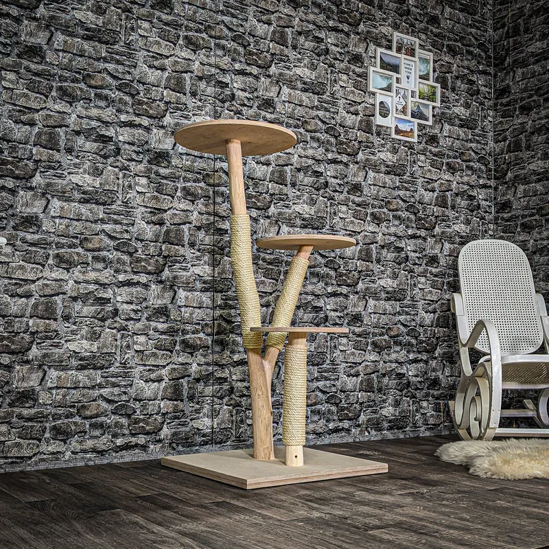 Naturkratzbaum 3548 Kratzbaum Natur Holz Design 123 cm hoch Katzenbaum