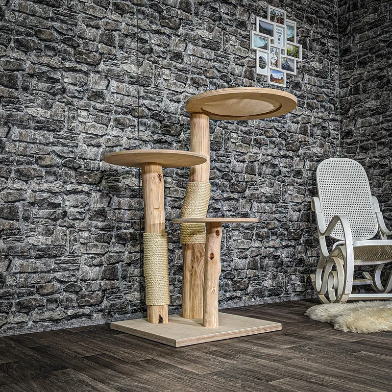 Naturkratzbaum 3546 Kratzbaum Natur Holz Design 115 cm hoch Katzenbaum