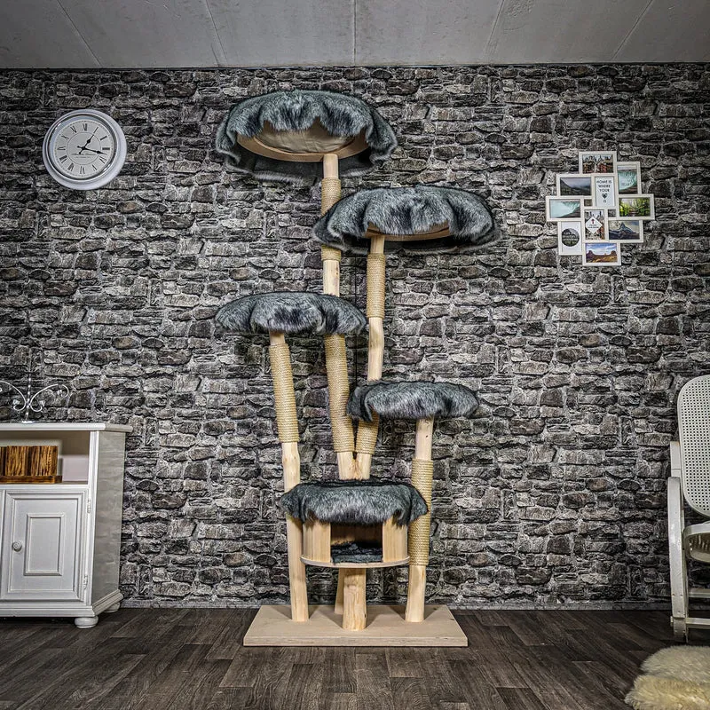 Naturkratzbaum 3494 Kratzbaum Natur Holz Design 196 cm hoch Katzenbaum