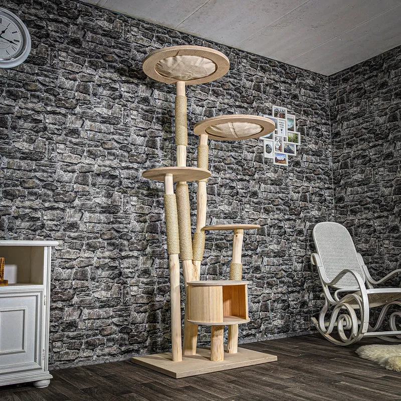 Naturkratzbaum 3494 Kratzbaum Natur Holz Design 196 cm hoch Katzenbaum