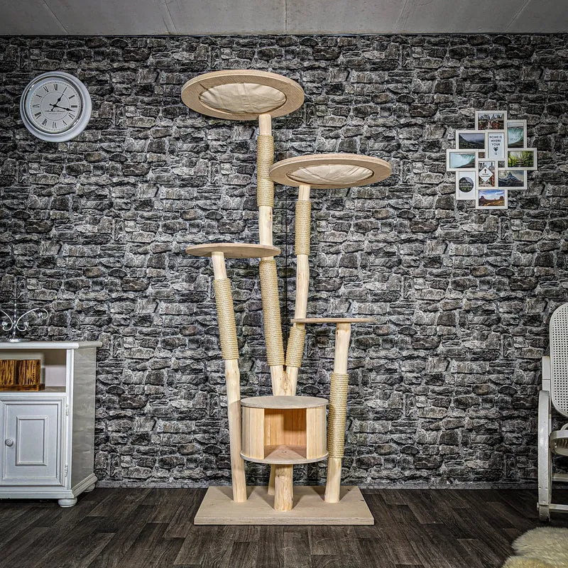 Naturkratzbaum 3494 Kratzbaum Natur Holz Design 196 cm hoch Katzenbaum