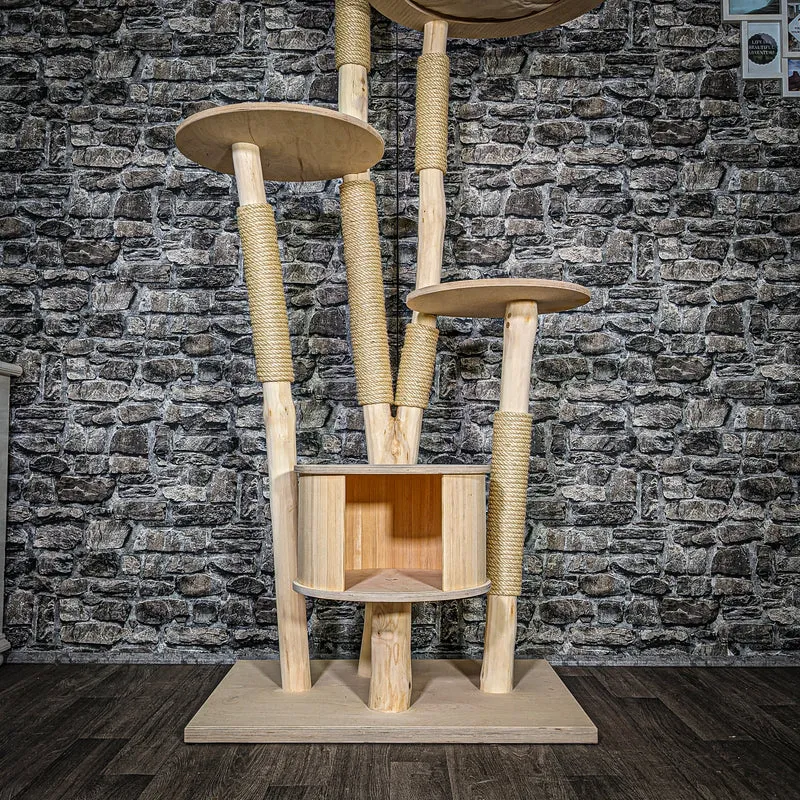 Naturkratzbaum 3494 Kratzbaum Natur Holz Design 196 cm hoch Katzenbaum