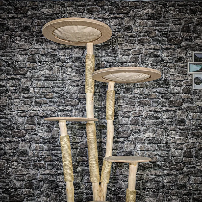 Naturkratzbaum 3494 Kratzbaum Natur Holz Design 196 cm hoch Katzenbaum