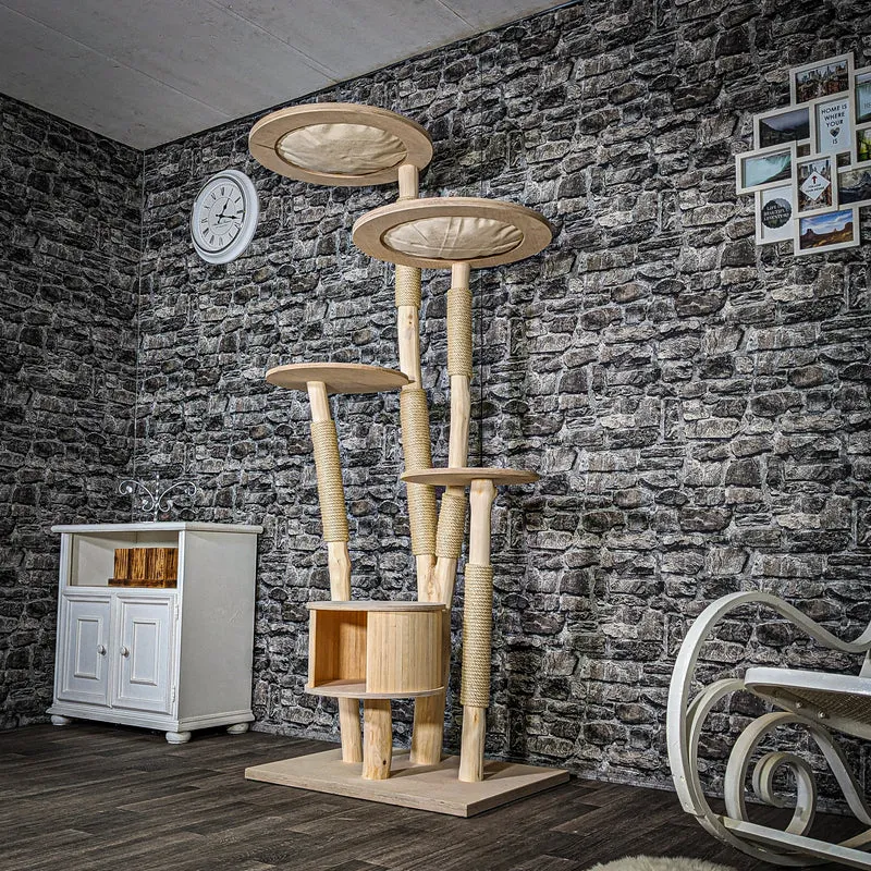 Naturkratzbaum 3494 Kratzbaum Natur Holz Design 196 cm hoch Katzenbaum