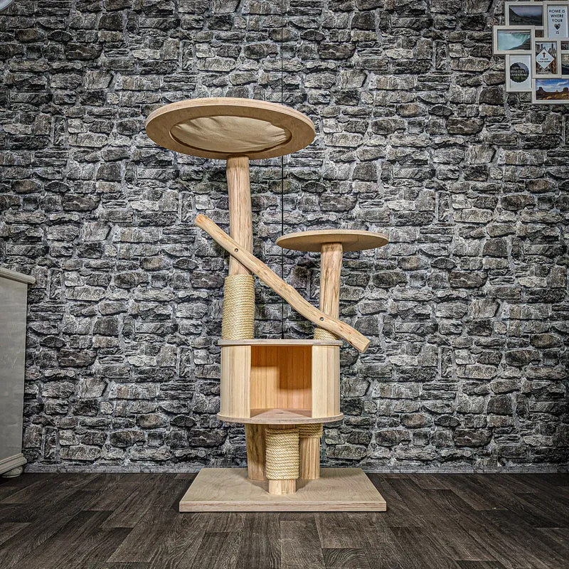 Naturkratzbaum 3492 Kratzbaum Natur Holz Design 125 cm hoch Katzenbaum