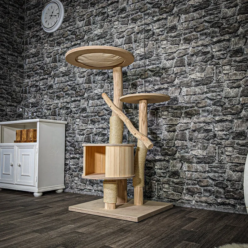 Naturkratzbaum 3492 Kratzbaum Natur Holz Design 125 cm hoch Katzenbaum