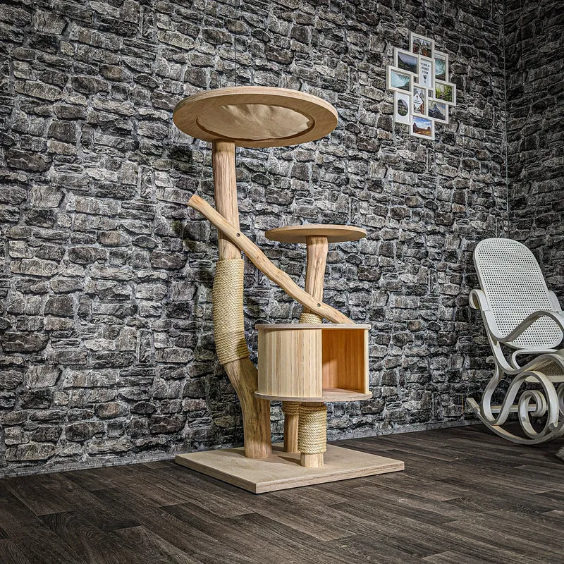 Naturkratzbaum 3492 Kratzbaum Natur Holz Design 125 cm hoch Katzenbaum