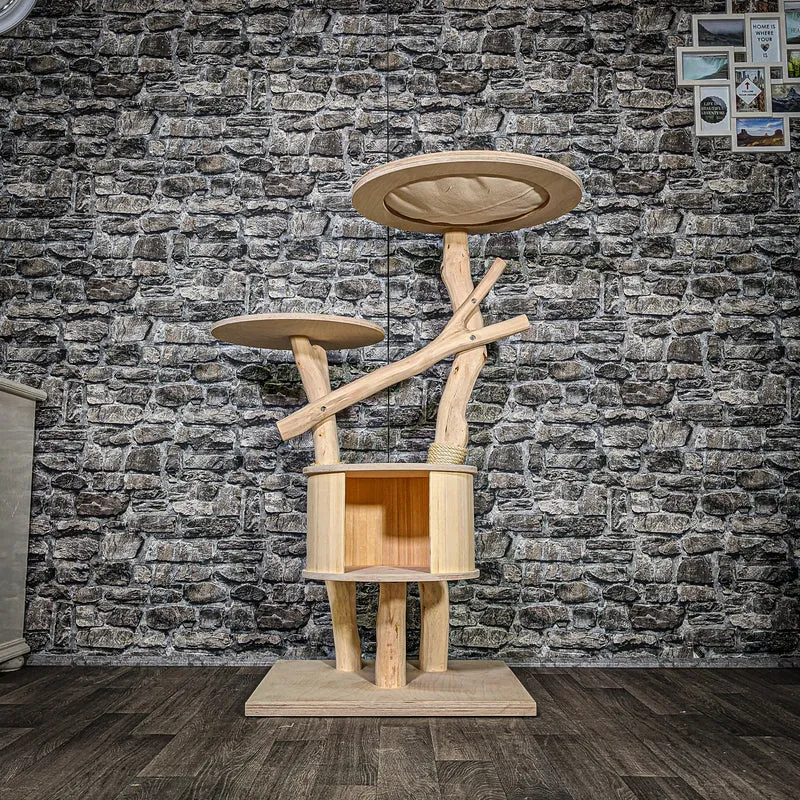 Naturkratzbaum 3490 Kratzbaum Natur Holz Design 124 cm hoch Katzenbaum