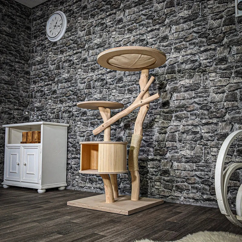 Naturkratzbaum 3490 Kratzbaum Natur Holz Design 124 cm hoch Katzenbaum