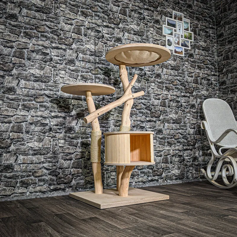 Naturkratzbaum 3490 Kratzbaum Natur Holz Design 124 cm hoch Katzenbaum