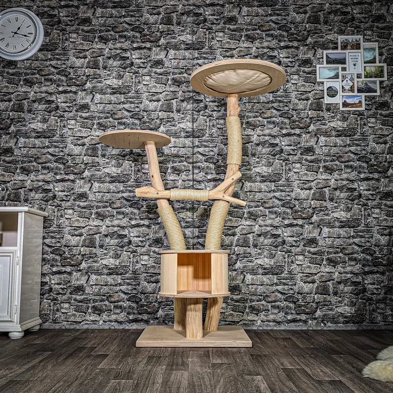 Naturkratzbaum 3487 Kratzbaum Natur Holz Design 157 cm hoch Katzenbaum
