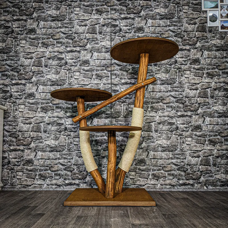 Outdoor Naturkratzbaum 3485 Kratzbaum Natur Holz Design 118 cm hoch Katzenbaum