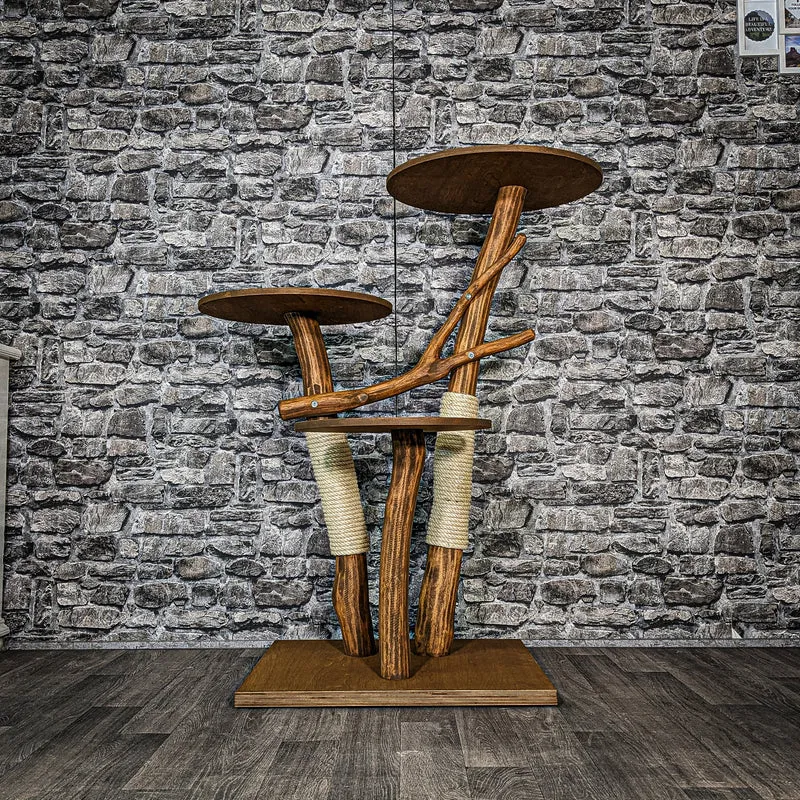 Outdoor Naturkratzbaum 3484 Kratzbaum Natur Holz Design 113 cm hoch Katzenbaum