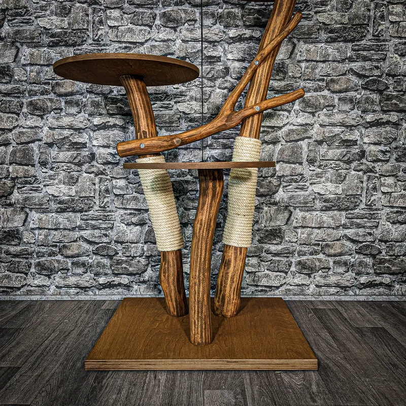Outdoor Naturkratzbaum 3484 Kratzbaum Natur Holz Design 113 cm hoch Katzenbaum