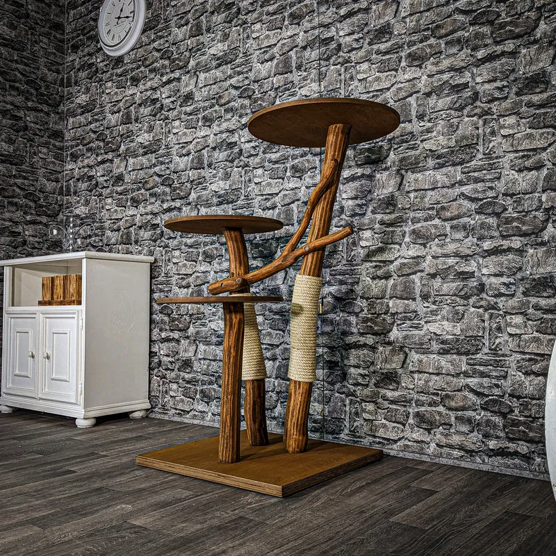 Outdoor Naturkratzbaum 3484 Kratzbaum Natur Holz Design 113 cm hoch Katzenbaum