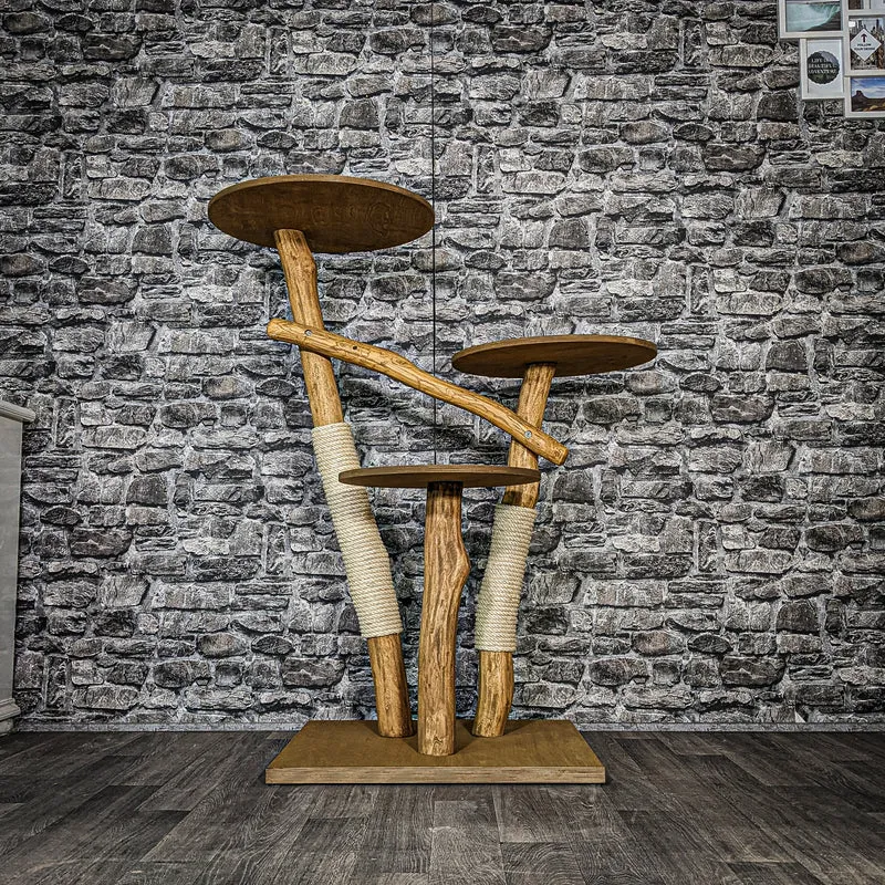 Outdoor Naturkratzbaum 3483 Kratzbaum Natur Holz Design 118 cm hoch Katzenbaum