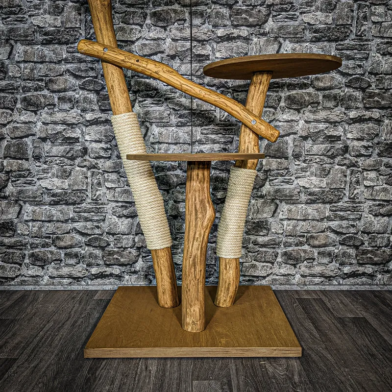 Outdoor Naturkratzbaum 3483 Kratzbaum Natur Holz Design 118 cm hoch Katzenbaum