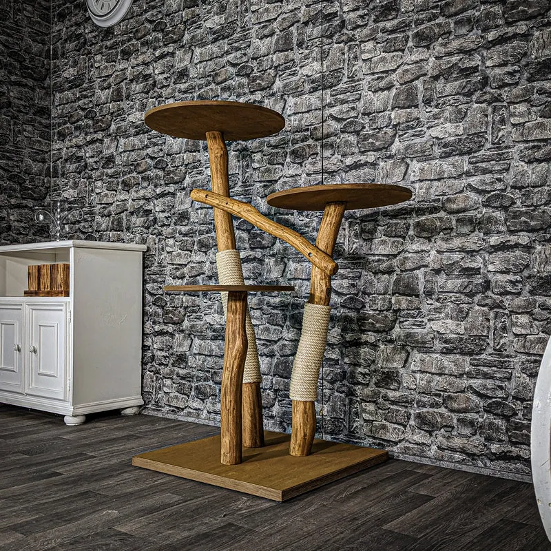 Outdoor Naturkratzbaum 3483 Kratzbaum Natur Holz Design 118 cm hoch Katzenbaum