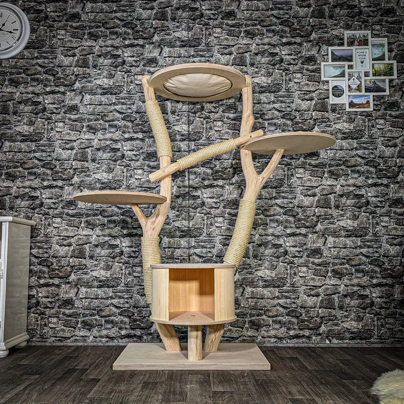 Naturkratzbaum 3480 Kratzbaum Natur Holz Design 166 cm hoch Katzenbaum