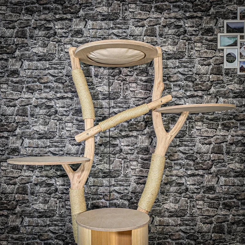 Naturkratzbaum 3480 Kratzbaum Natur Holz Design 166 cm hoch Katzenbaum
