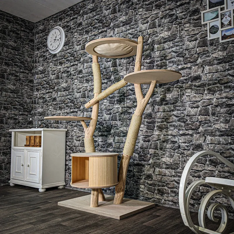 Naturkratzbaum 3480 Kratzbaum Natur Holz Design 166 cm hoch Katzenbaum
