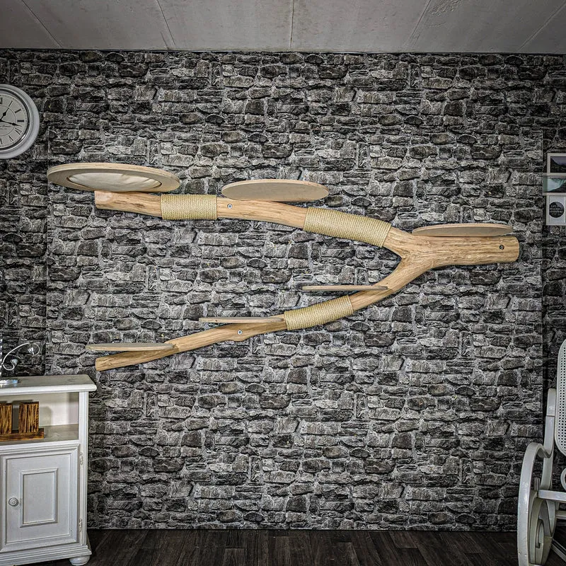 RESERVIERT - Wandkratzbaum 3486 Naturkratzbaum 210 cm lang Kratzbaum Natur Holz Design