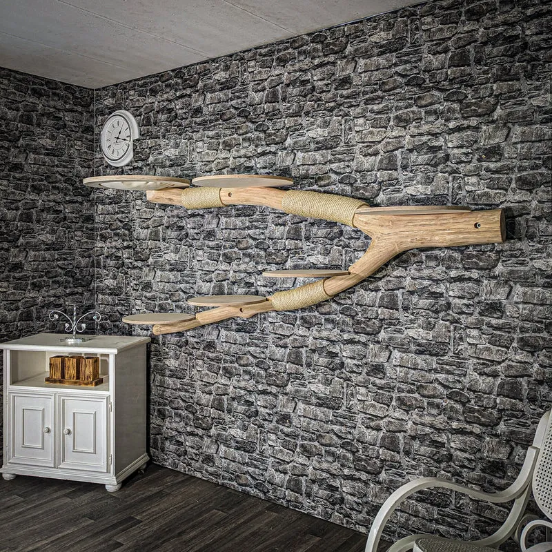 RESERVIERT - Wandkratzbaum 3486 Naturkratzbaum 210 cm lang Kratzbaum Natur Holz Design