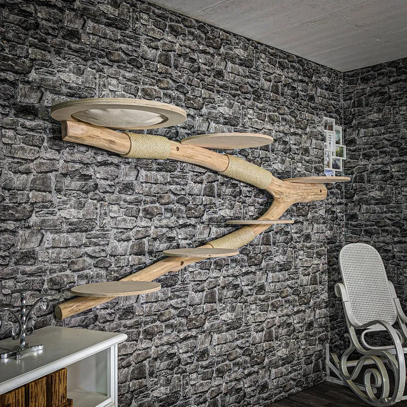 RESERVIERT - Wandkratzbaum 3486 Naturkratzbaum 210 cm lang Kratzbaum Natur Holz Design