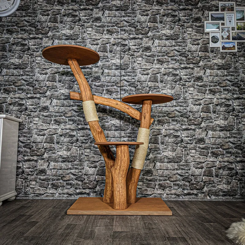 Outdoor Naturkratzbaum 3467 Kratzbaum Natur Holz Design 132 cm hoch Katzenbaum