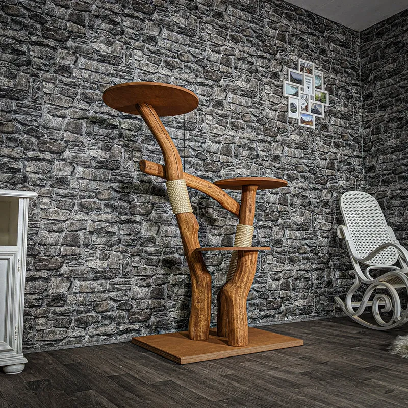 Outdoor Naturkratzbaum 3467 Kratzbaum Natur Holz Design 132 cm hoch Katzenbaum