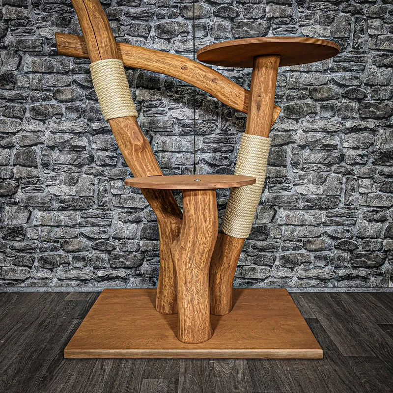 Outdoor Naturkratzbaum 3467 Kratzbaum Natur Holz Design 132 cm hoch Katzenbaum