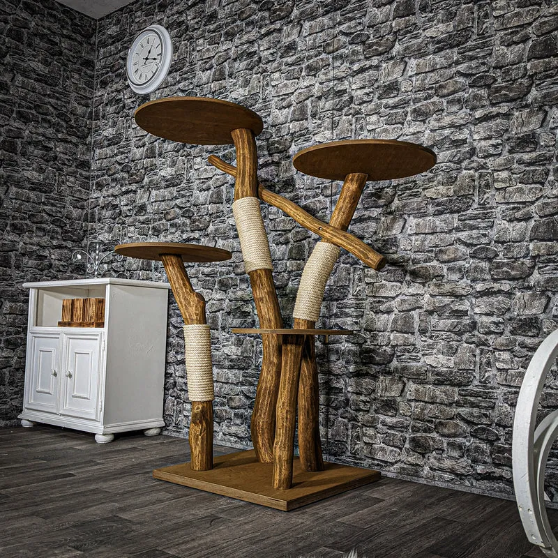 Outdoor Naturkratzbaum 3465 Kratzbaum Natur Holz Design 141 cm hoch Katzenbaum