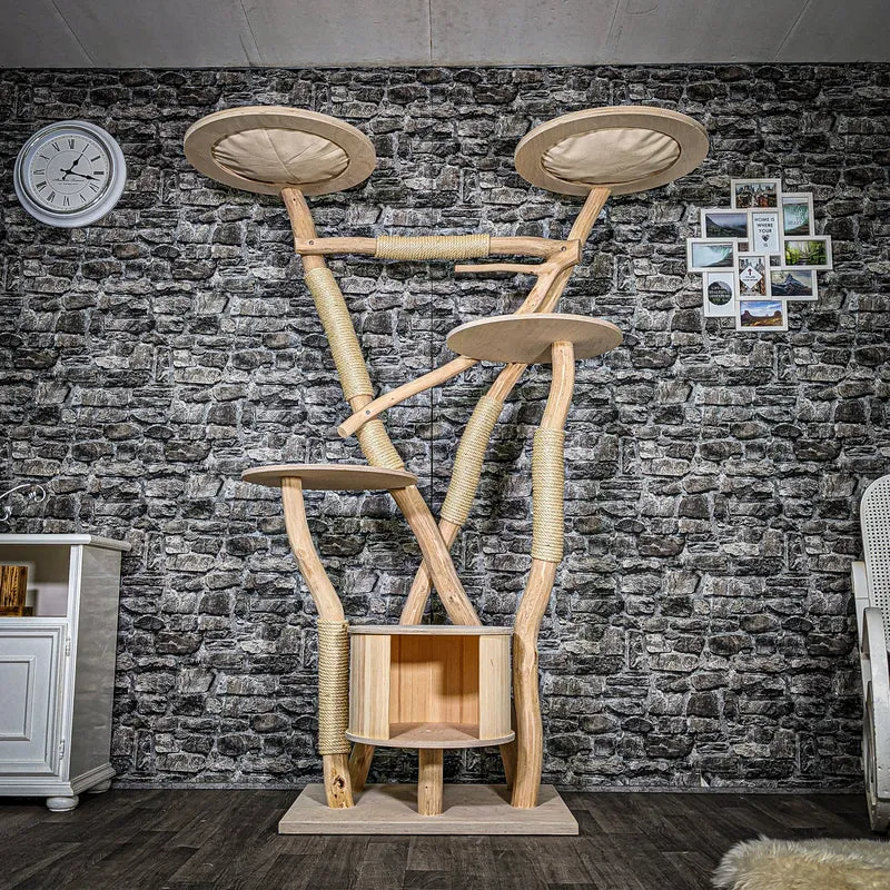 Naturkratzbaum 3463 Kratzbaum Natur Holz Design 194 cm hoch Katzenbaum