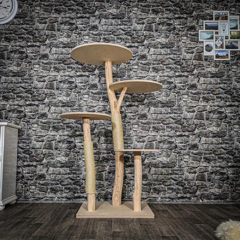 Naturkratzbaum 3461 Kratzbaum Natur Holz Design 144 cm hoch Katzenbaum