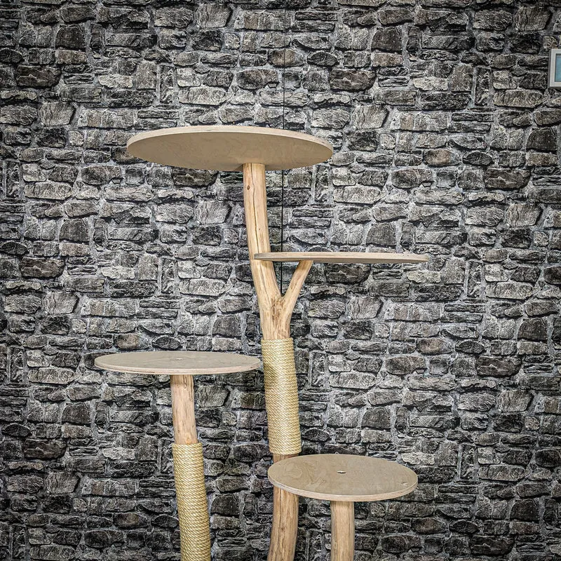 Naturkratzbaum 3461 Kratzbaum Natur Holz Design 144 cm hoch Katzenbaum