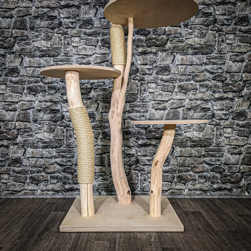 Naturkratzbaum 3460 Kratzbaum Natur Holz Design 146 cm hoch Katzenbaum