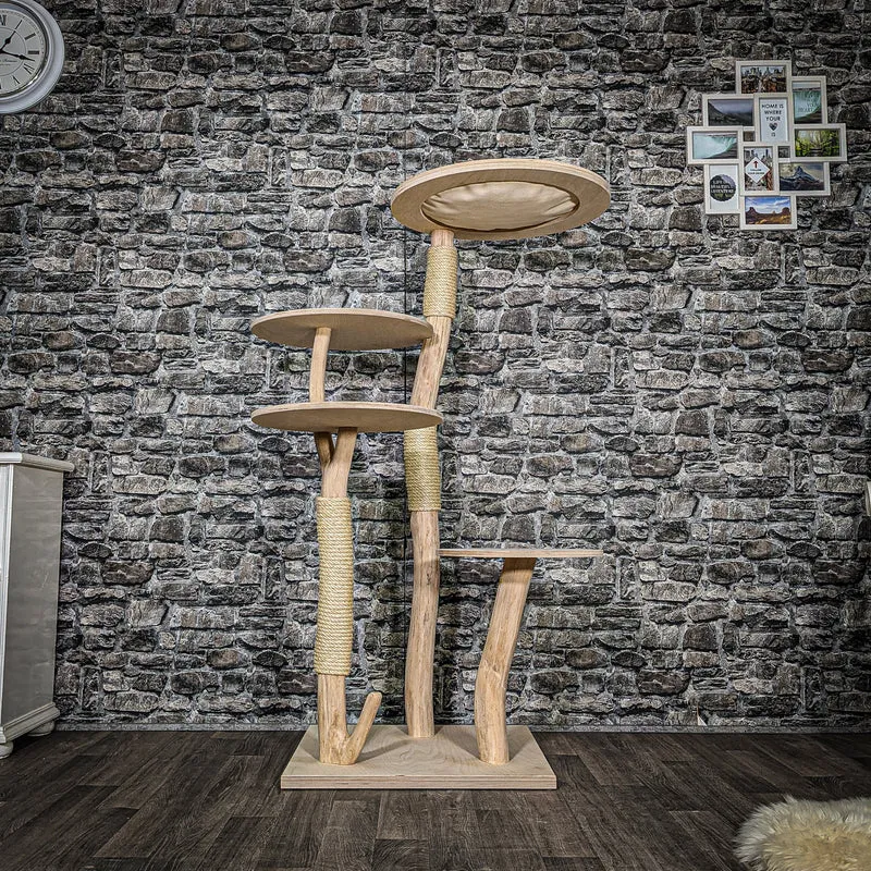 Naturkratzbaum 3459 Kratzbaum Natur Holz Design 145 cm hoch Katzenbaum