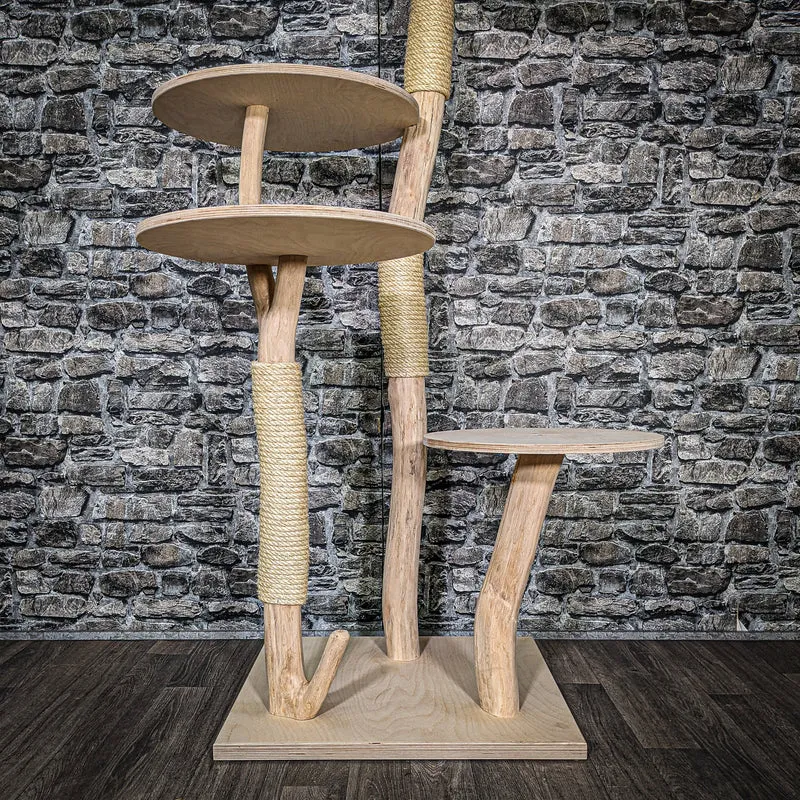 Naturkratzbaum 3459 Kratzbaum Natur Holz Design 145 cm hoch Katzenbaum