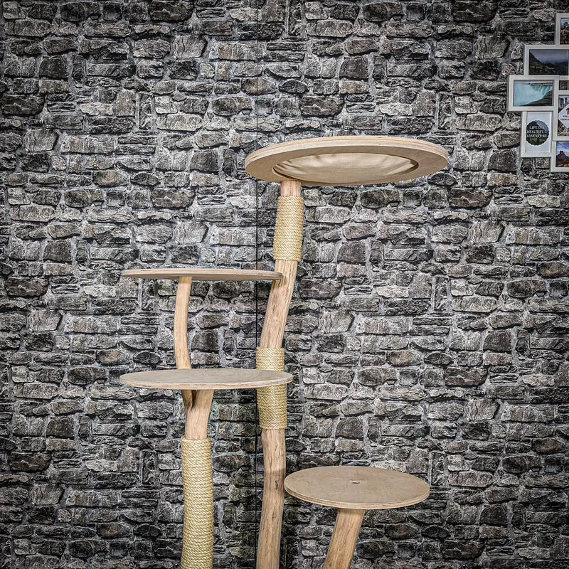 Naturkratzbaum 3459 Kratzbaum Natur Holz Design 145 cm hoch Katzenbaum