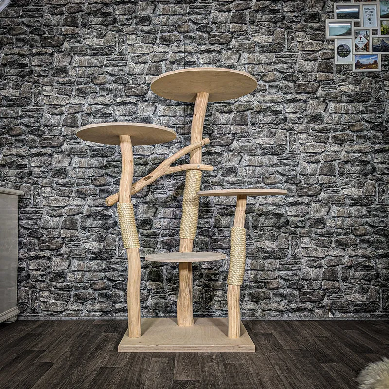 Naturkratzbaum 3458 Kratzbaum Natur Holz Design 133 cm hoch Katzenbaum