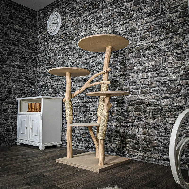 Naturkratzbaum 3458 Kratzbaum Natur Holz Design 133 cm hoch Katzenbaum