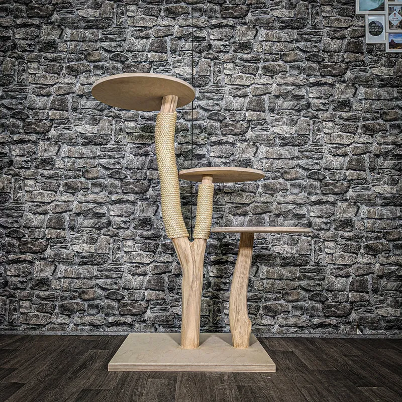 Naturkratzbaum 3457 Kratzbaum Natur Holz Design 114 cm hoch Katzenbaum