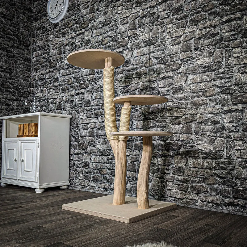 Naturkratzbaum 3457 Kratzbaum Natur Holz Design 114 cm hoch Katzenbaum